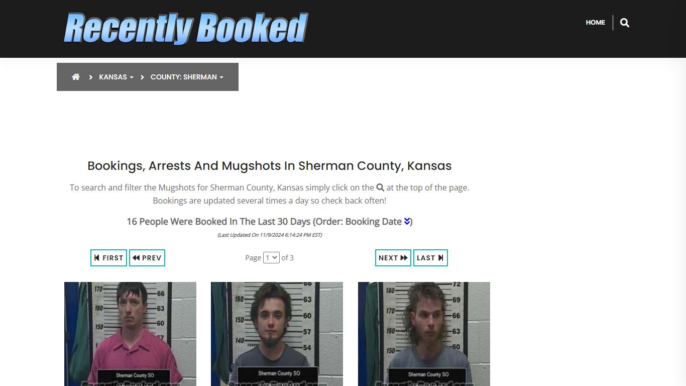 Bookings, Arrests and Mugshots in Sherman County, Kansas - Recently Booked