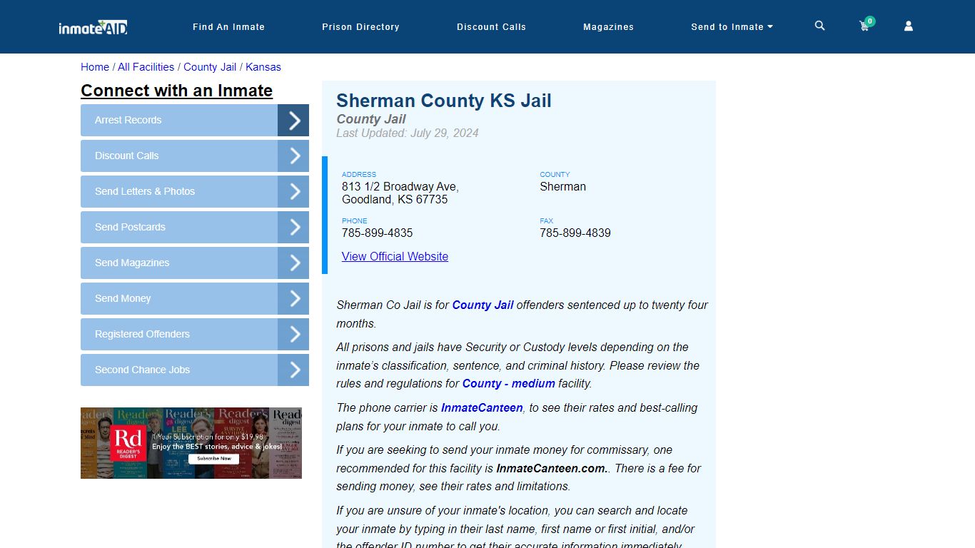 Sherman County KS Jail - Inmate Locator