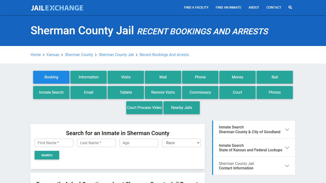 Sherman County Jail KS Recent Arrests and Bookings - Jail Exchange