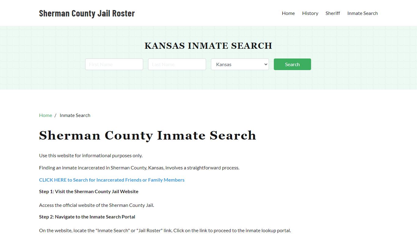 Sherman County, KS Detainee Lookup